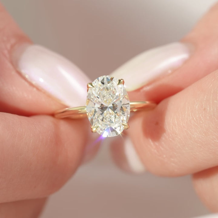 The Logan Oval Lab Diamond Moissanite Engagement Ring *Shown with 3 ct #material_gold