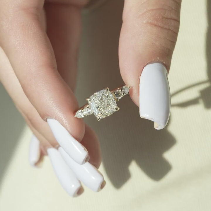 The Dylan Cushion Lab Diamond Moissanite Engagement Ring *Shown with 3 ct #material_gold
