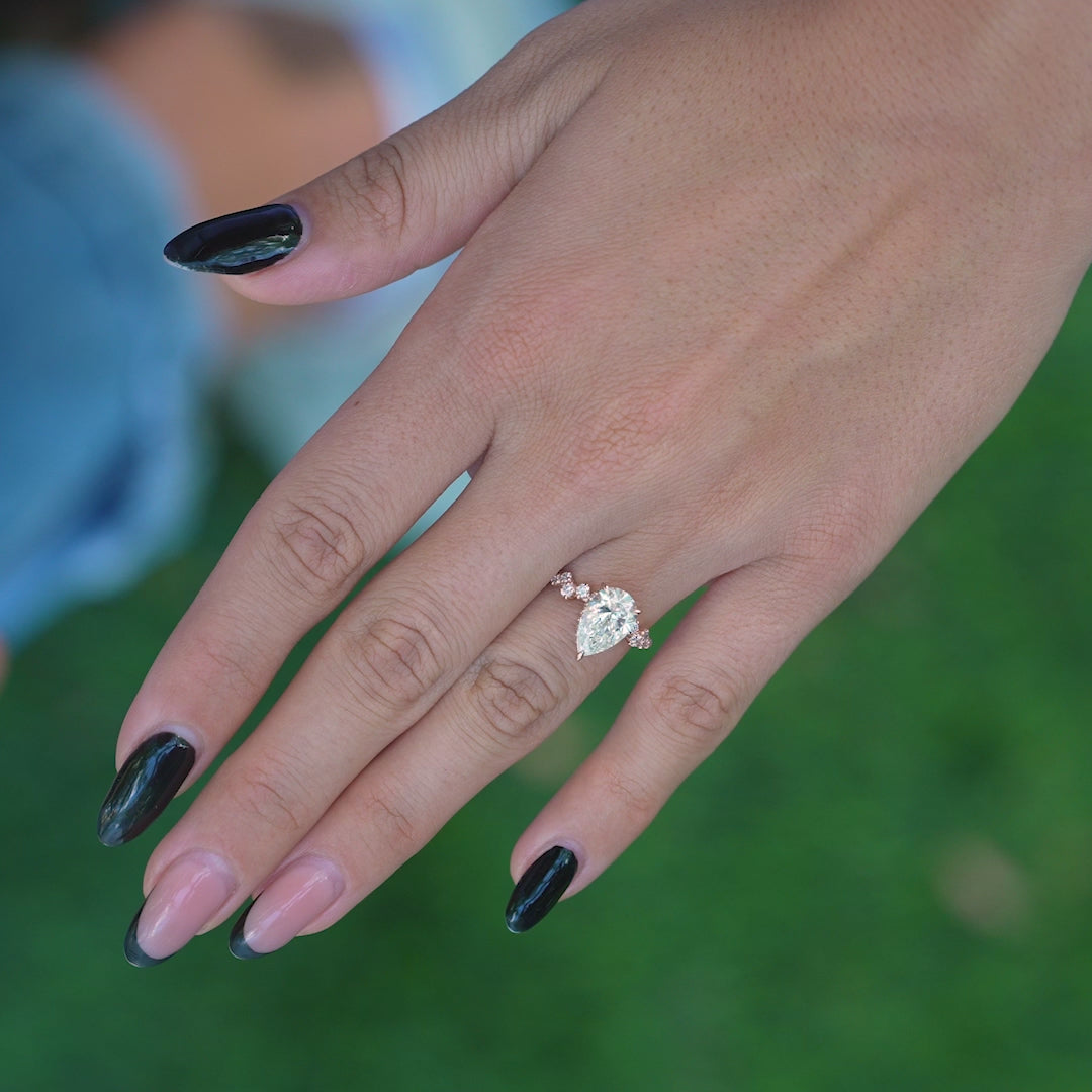 The Mona Pear Lab Diamond Moissanite Engagement Ring