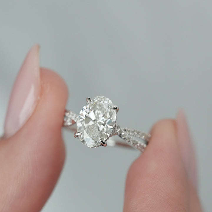 The Anastasia Oval Lab Diamond Moissanite Engagement Ring *Shown with 2 ct #material_white