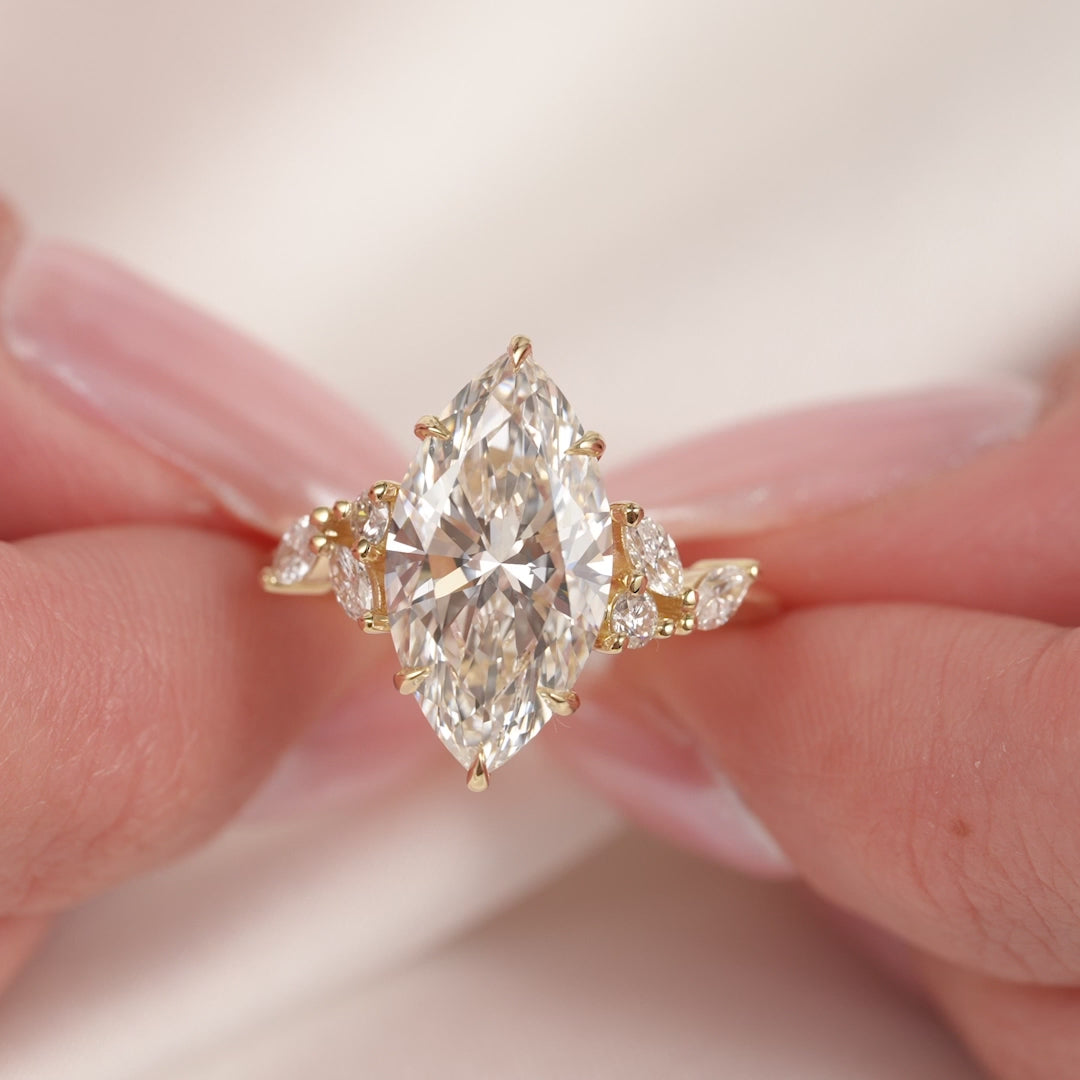 The Miranda Marquise Lab Diamond Moissanite Engagement Ring