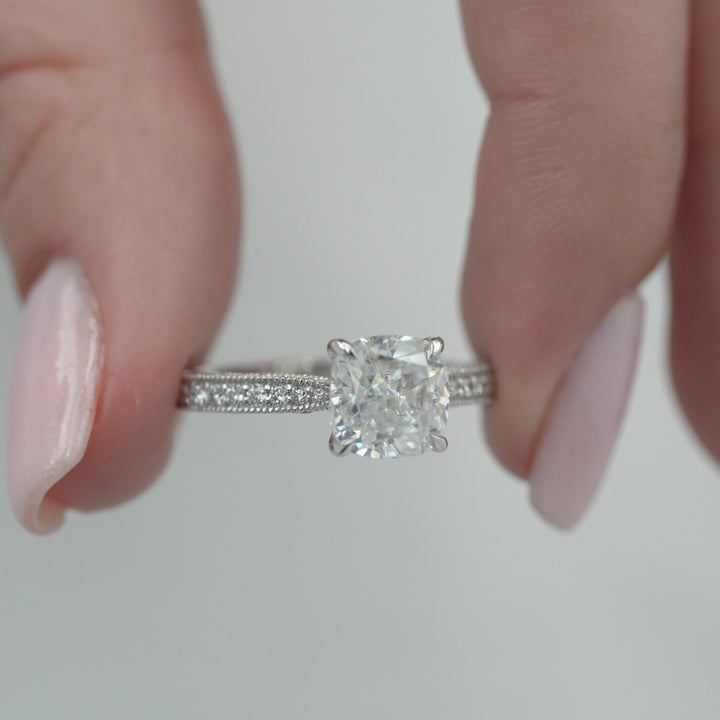 The Josephine Cushion Lab Diamond Moissanite Engagement Ring *Shown with 2.5 ct #material_white