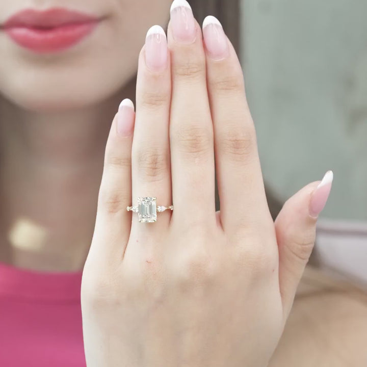 The Niko Emerald Lab Diamond Moissanite Engagement Ring *Shown with 3 ct #material_gold