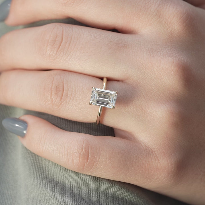 The Liberty Emerald Lab Diamond Moissanite Engagement Ring *Shown with 2.5 ct #material_gold