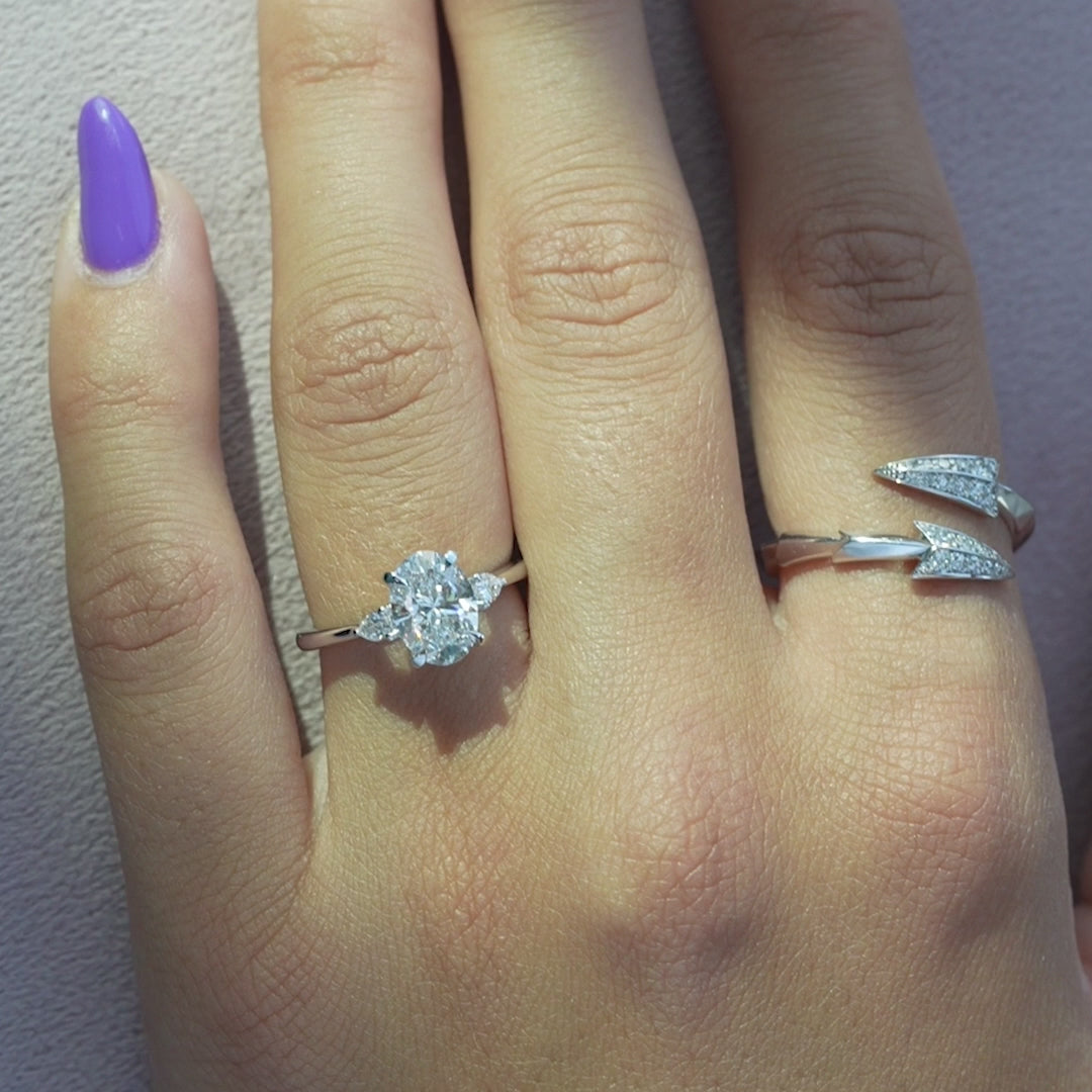 The Pears Leona Oval Lab Diamond Moissanite Engagement Ring