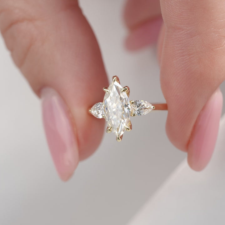 The Macy Marquise Lab Diamond Moissanite Engagement Ring *Shown with 1.5 ct #material_gold
