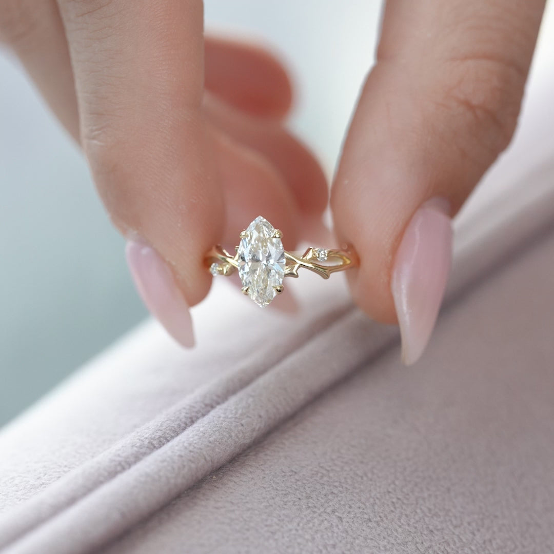 The Coco Marquise Lab Diamond Moissanite Engagement Ring