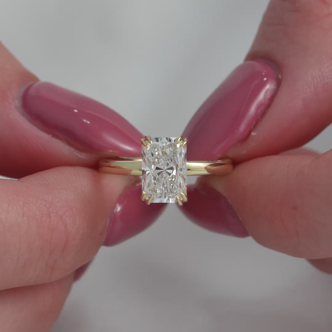 The Navy Radiant Lab Diamond Moissanite Engagement Ring