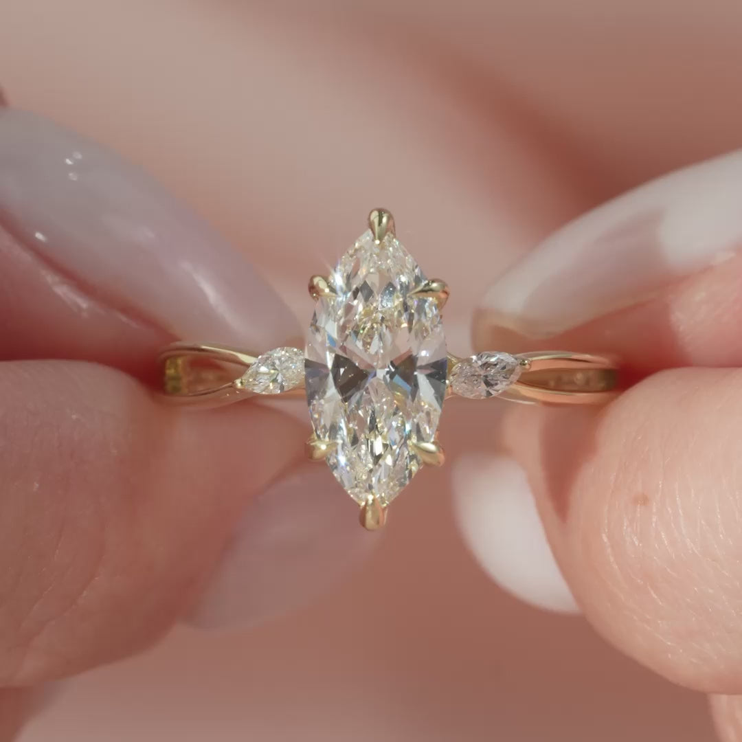 The Kimberly Marquise Lab Diamond Moissanite Engagement Ring