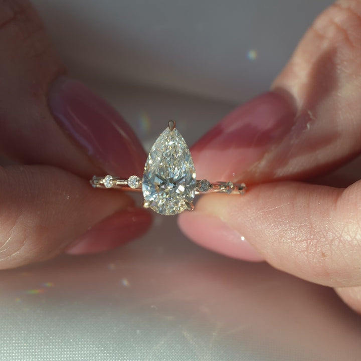 The Hidden Halo Morgan Pear Lab Diamond Moissanite Engagement Ring *Shown with 2 ct #material_rose