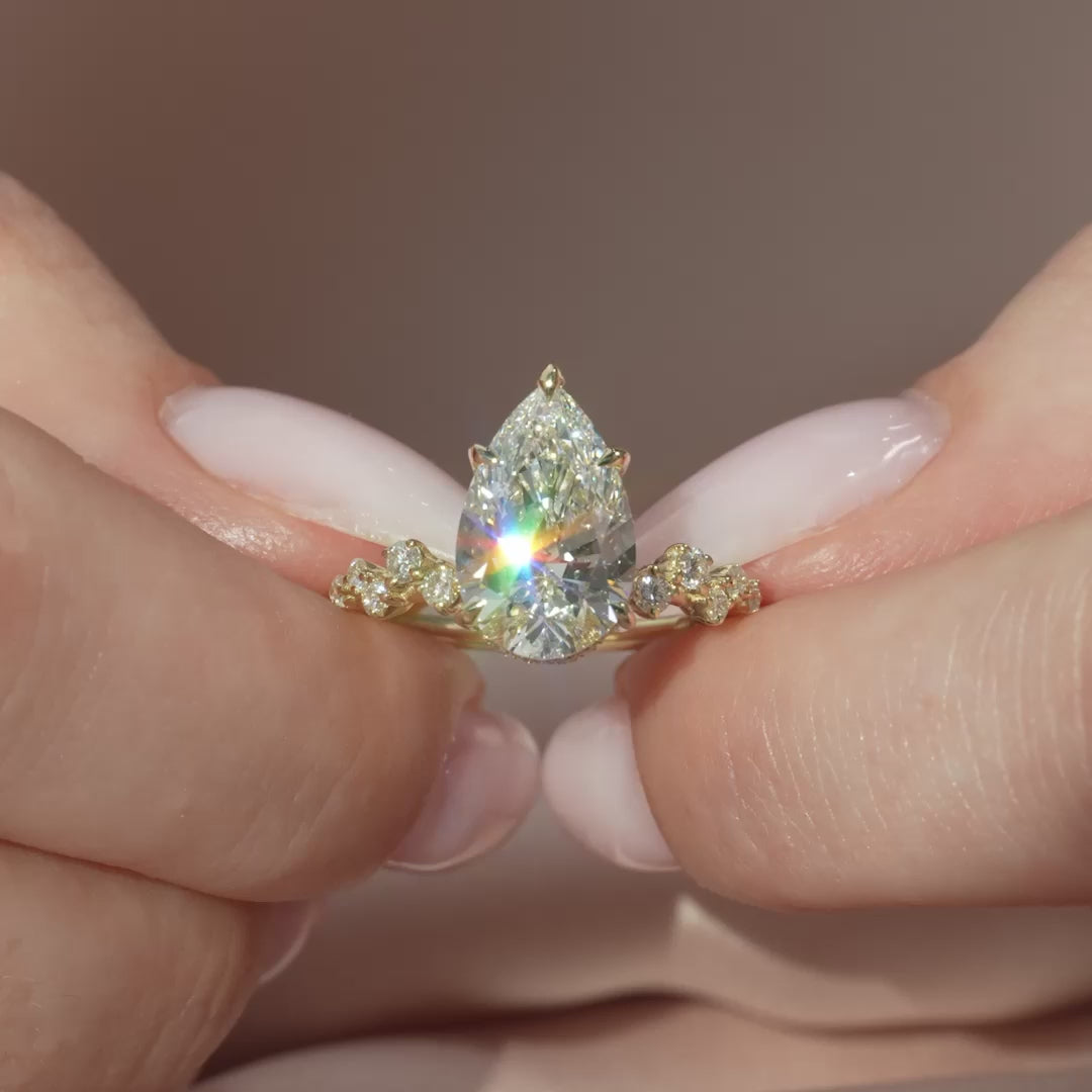 The Mona Pear Lab Diamond Moissanite Engagement Ring