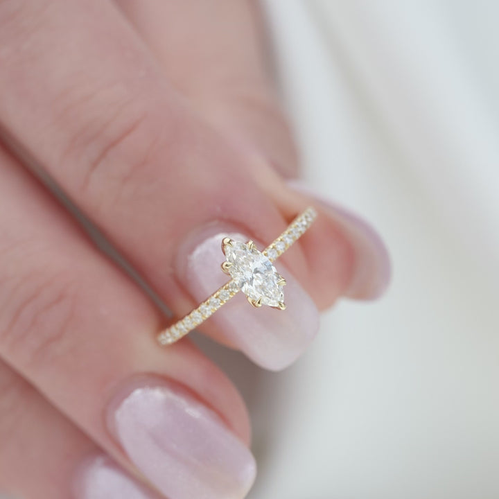 The Pave Logan Marquise Lab Diamond Moissanite Engagement Ring *Shown with 0.5 ct #material_gold