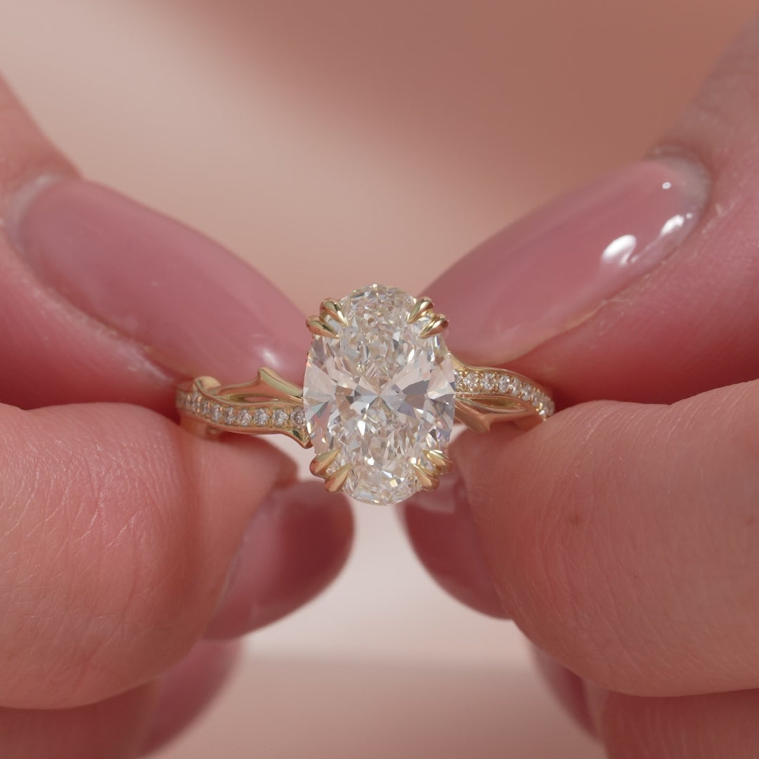 The Pave Coco Oval Lab Diamond Moissanite Engagement Ring