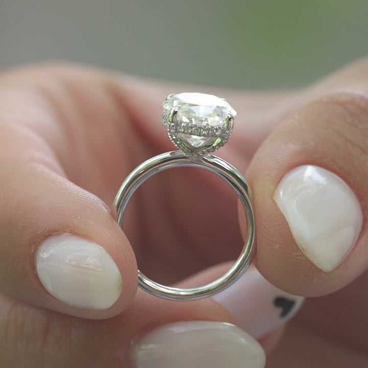 The Crown Liberty Oval Lab Diamond Moissanite Engagement Ring *Shown with 4.5 ct #material_white