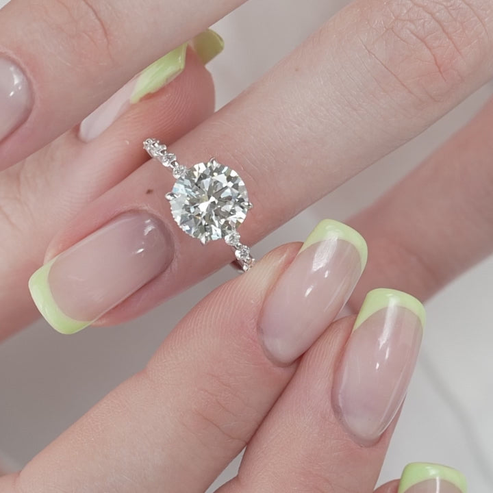 The Kimora Round Lab Diamond Moissanite Engagement Ring *Shown with 3 ct #material_white