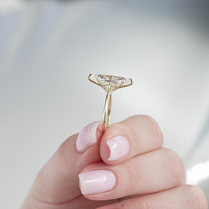 The Clara Marquise Lab Diamond Moissanite Engagement Ring *Shown with 4 ct #material_gold