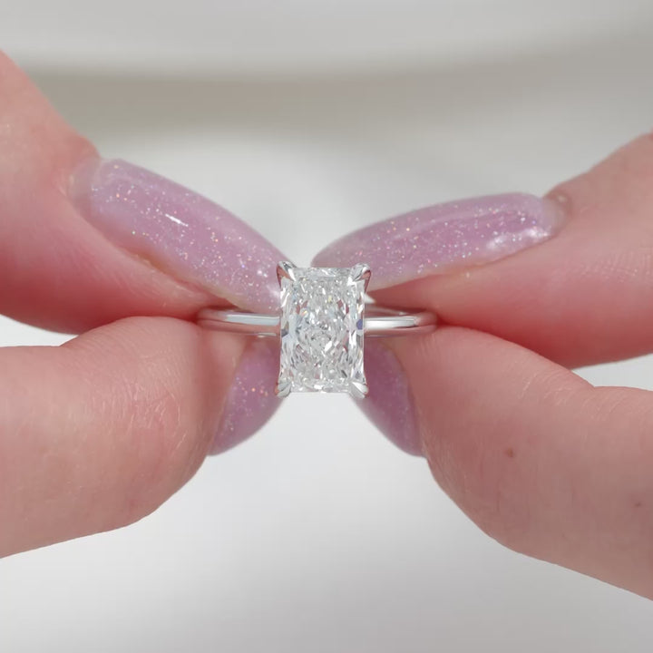 The Cecelia Radiant Lab Diamond Moissanite Engagement Ring *Shown with 2 ct #material_white