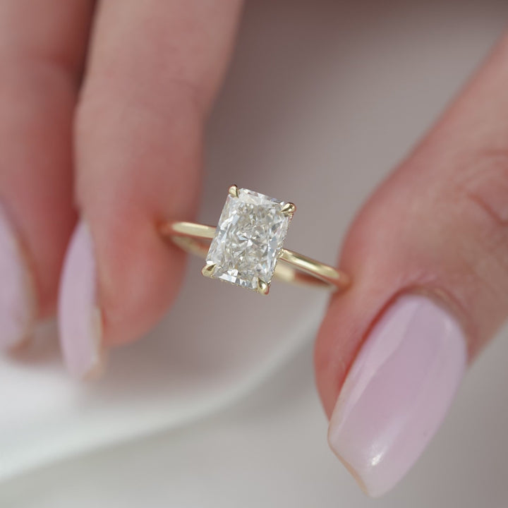 The Mabel Radiant Lab Diamond Moissanite Engagement Ring *Shown with 2 ct #material_gold