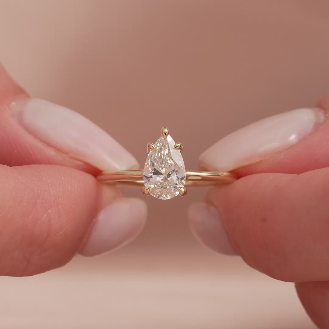 The Cecelia Pear Lab Diamond Moissanite Engagement Ring