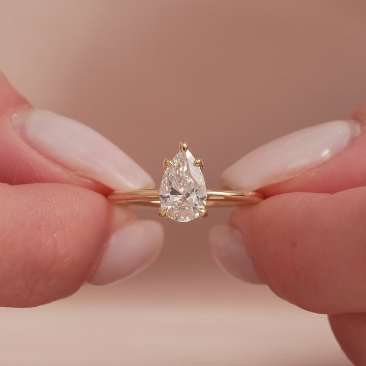 The Cecelia Pear Lab Diamond Moissanite Engagement Ring *Shown with 1 ct #material_gold