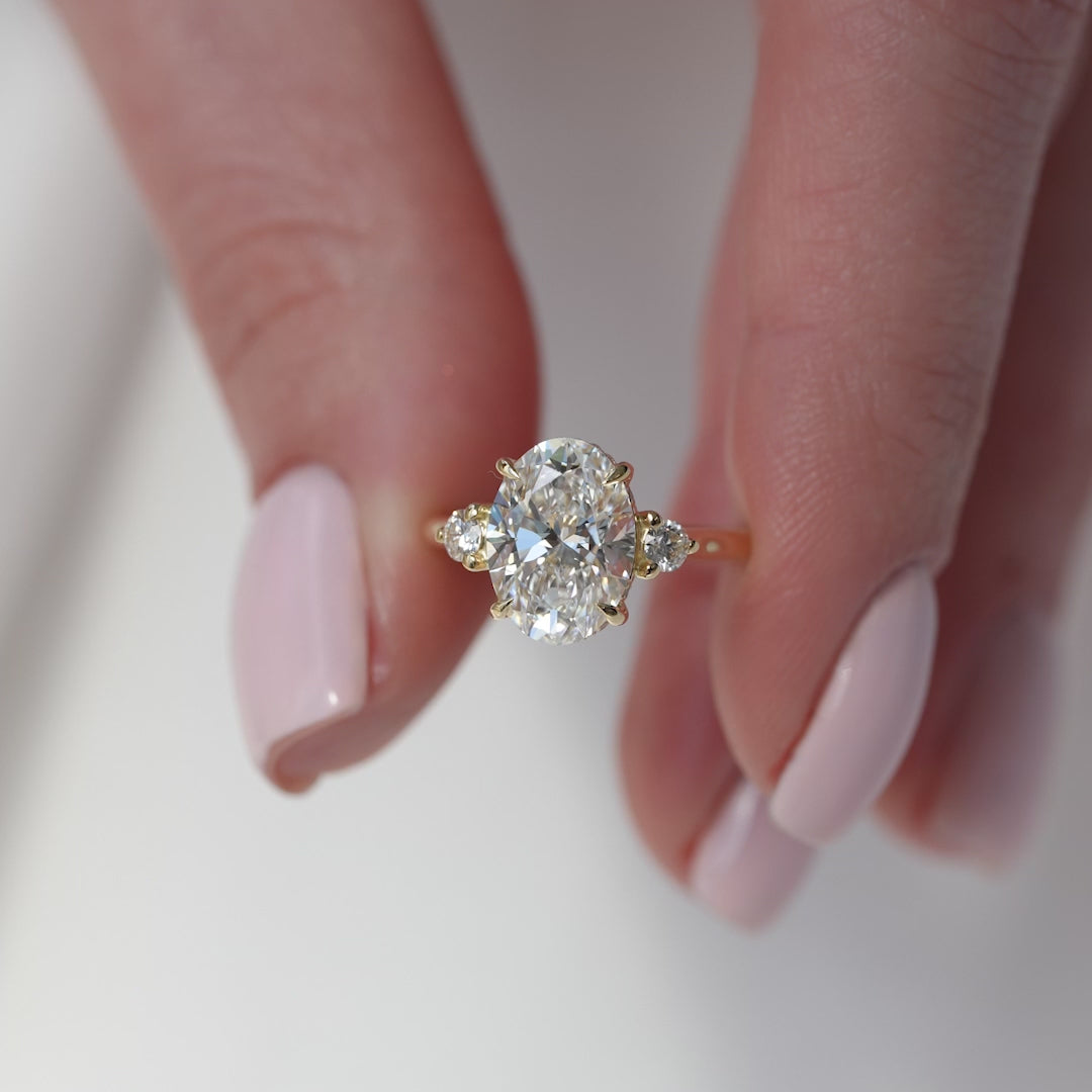 The Lucy Oval Lab Diamond Moissanite Engagement Ring