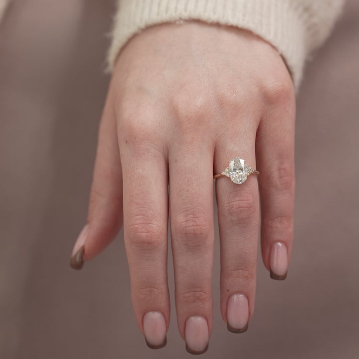 The Summer Oval Lab Diamond Moissanite Engagement Ring *Shown with 3 ct #material_gold