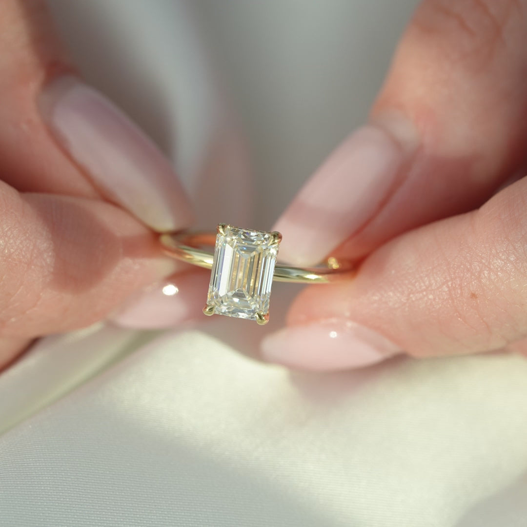 The Sydney Emerald Lab Diamond Moissanite Engagement Ring