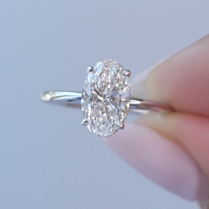 The April Oval Lab Diamond Moissanite Engagement Ring *Shown with 2 ct #material_white