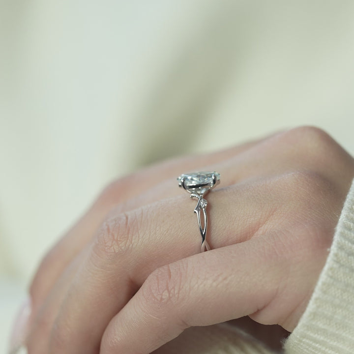 The Coco Marquise Lab Diamond Moissanite Engagement Ring *Shown with 1 ct #material_white