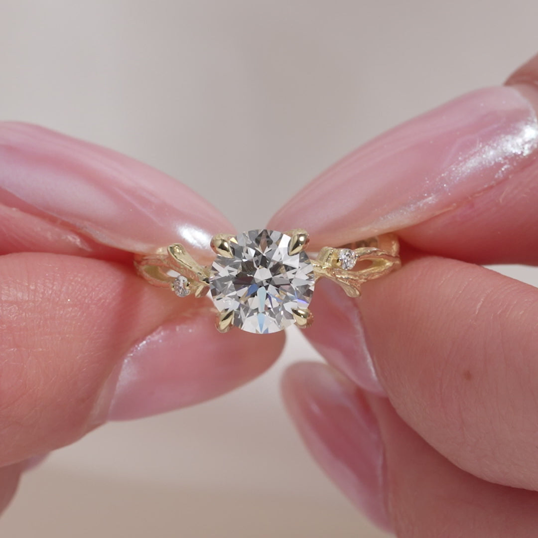 The Textured Coco Round Lab Diamond Moissanite Engagement Ring