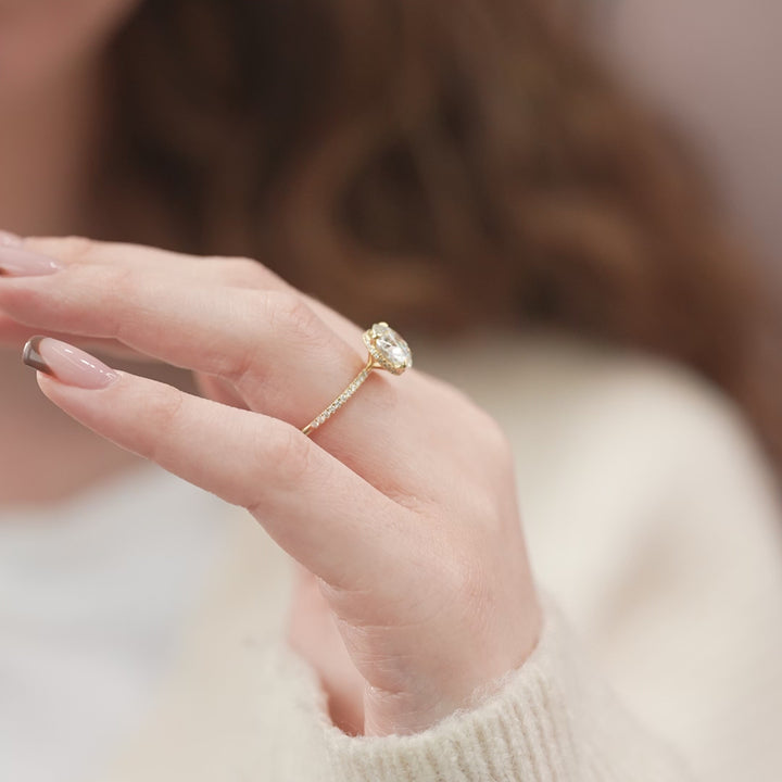 The Pave April Round Lab Diamond Moissanite Engagement Ring *Shown with 3 ct #material_gold