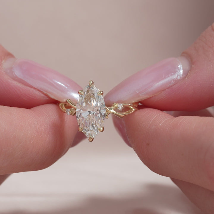 The Coco Marquise Lab Diamond Moissanite Engagement Ring *Shown with 2.5 ct #material_gold
