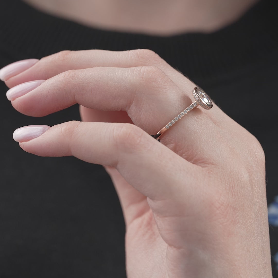 The Pave Christine Round Lab Diamond Moissanite Engagement Ring