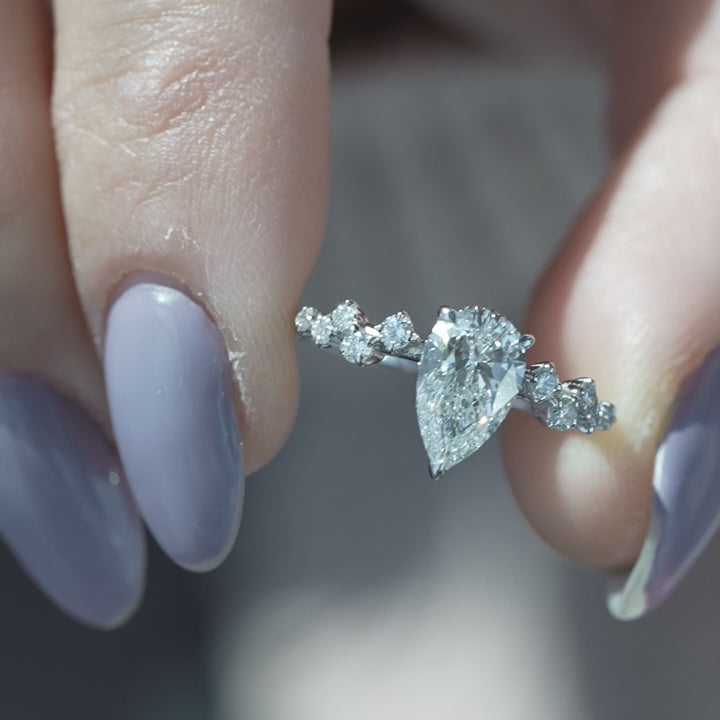 The Mona Pear Lab Diamond Moissanite Engagement Ring *Shown with 1 ct #material_white