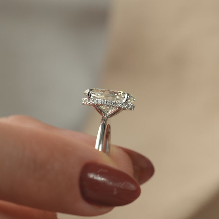 The April Oval Lab Diamond Moissanite Engagement Ring *Shown with 3 ct #material_white