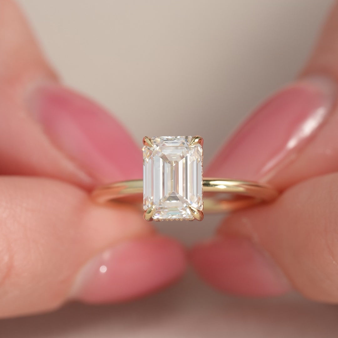 The Liberty Emerald Lab Diamond Moissanite Engagement Ring