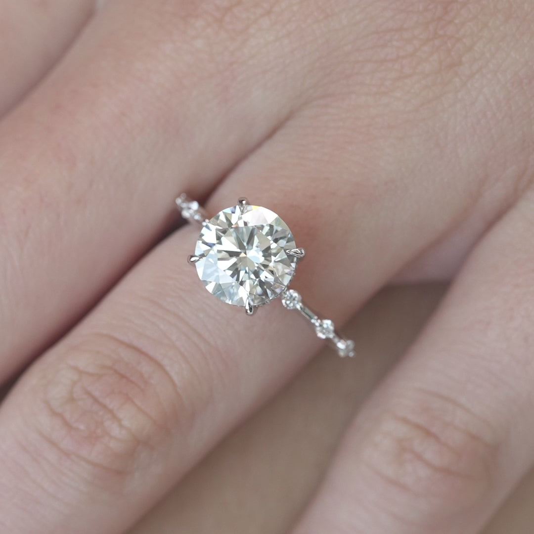 The Hidden Halo Morgan Round Lab Diamond Moissanite Engagement Ring