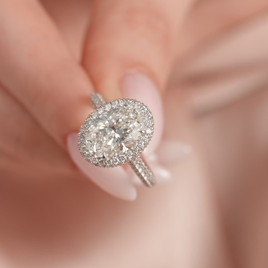 The Katelyn Oval Lab Diamond Moissanite Engagement Ring
