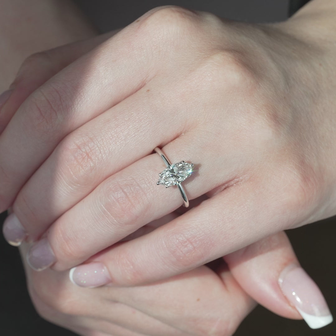 The Abby Marquise Lab Diamond Moissanite Engagement Ring