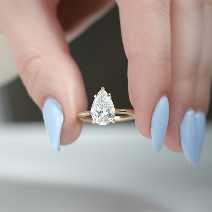 The Lacole Pear Lab Diamond Moissanite Engagement Ring *Shown with 2 ct #material_gold