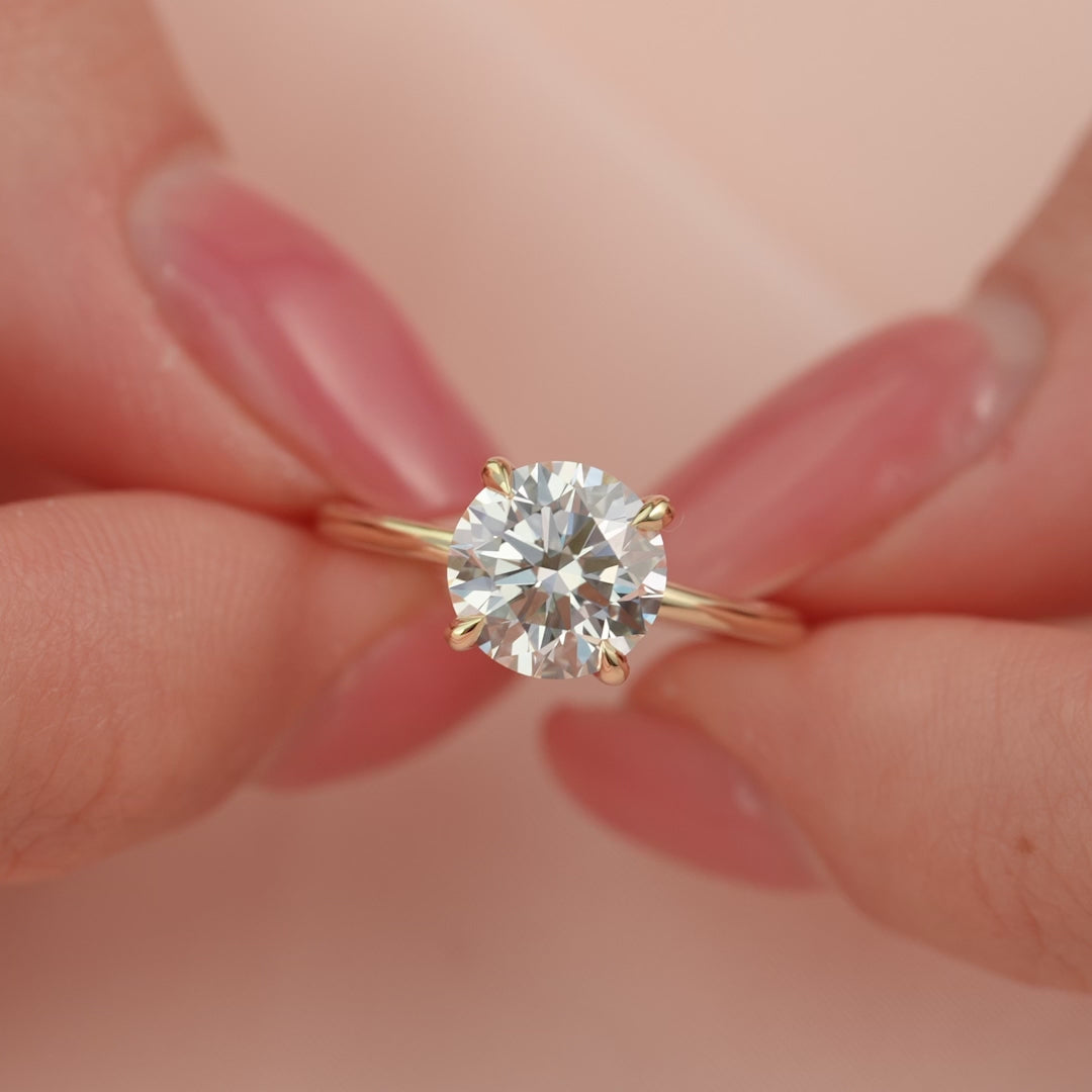 The Cecelia Round Lab Diamond Moissanite Engagement Ring