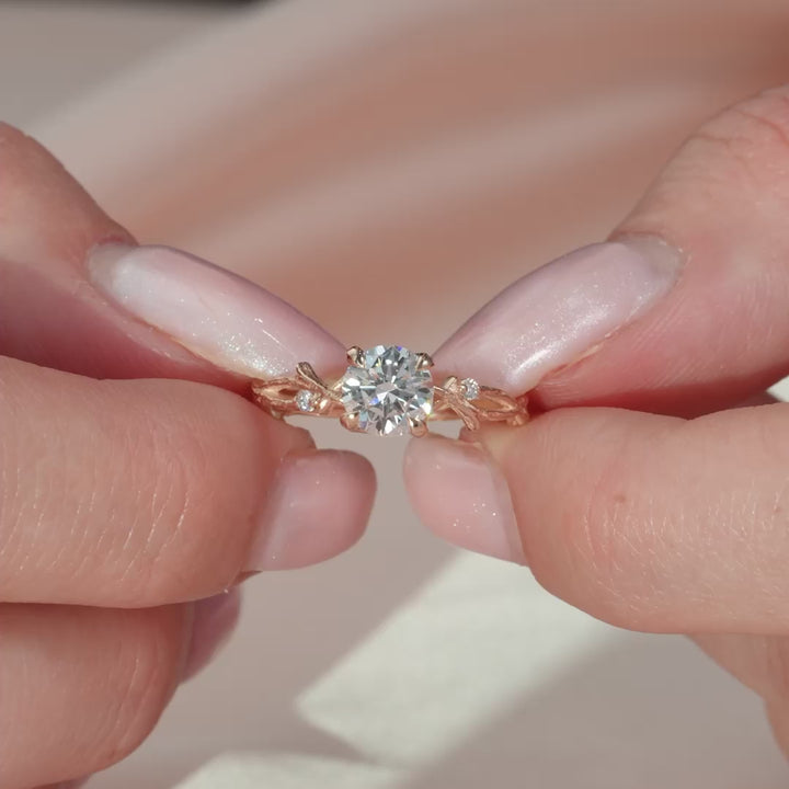 The Textured Coco Round Lab Diamond Moissanite Engagement Ring *Shown with 1 ct #material_rose