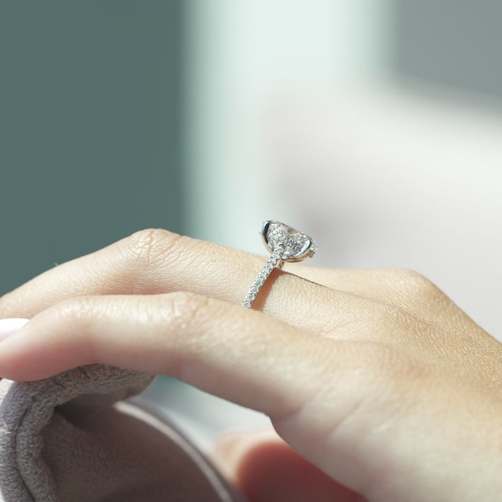 The Pave Natasha Oval Lab Diamond Moissanite Engagement Ring *Shown with 2.5 ct #material_white