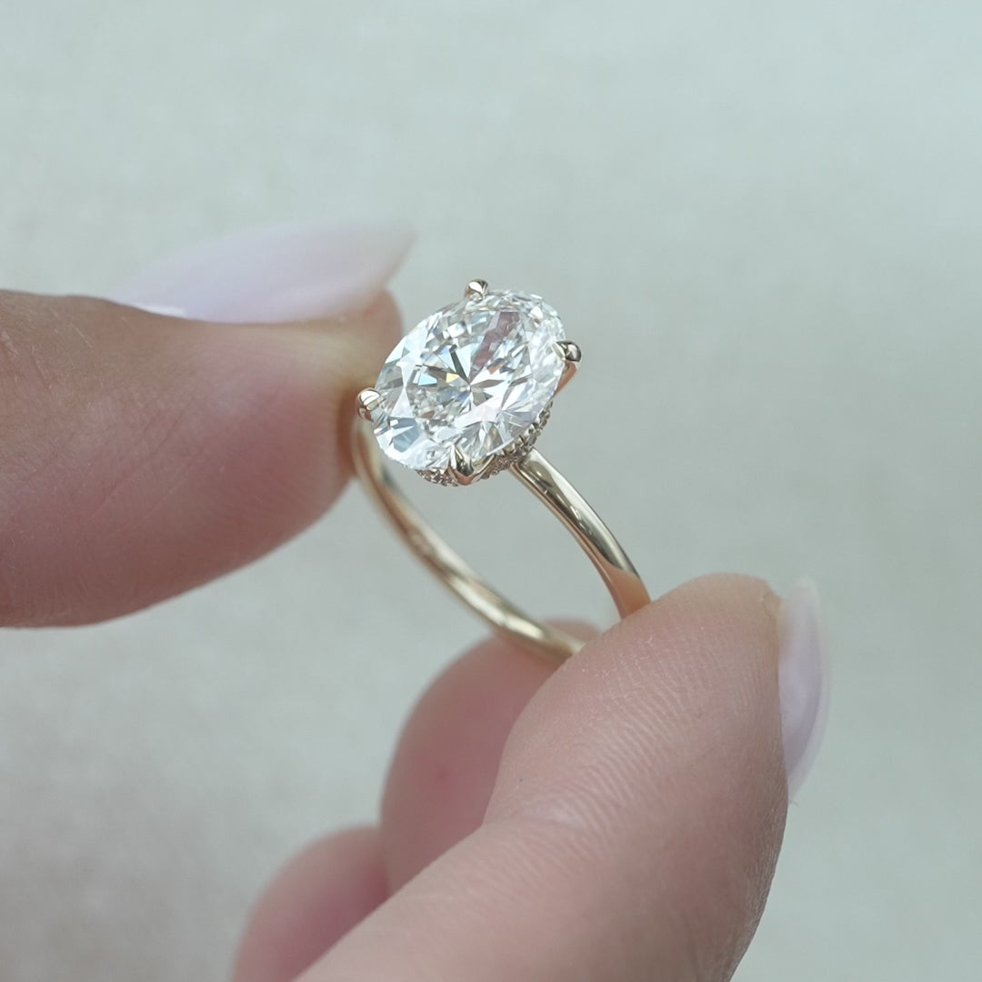 The Navy Oval Lab Diamond Moissanite Engagement Ring