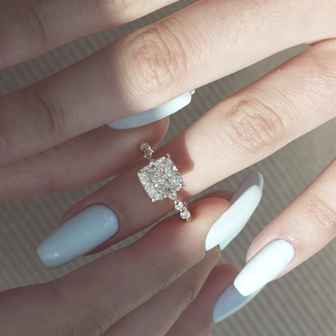 The Lyra Cushion Lab Diamond Moissanite Engagement Ring