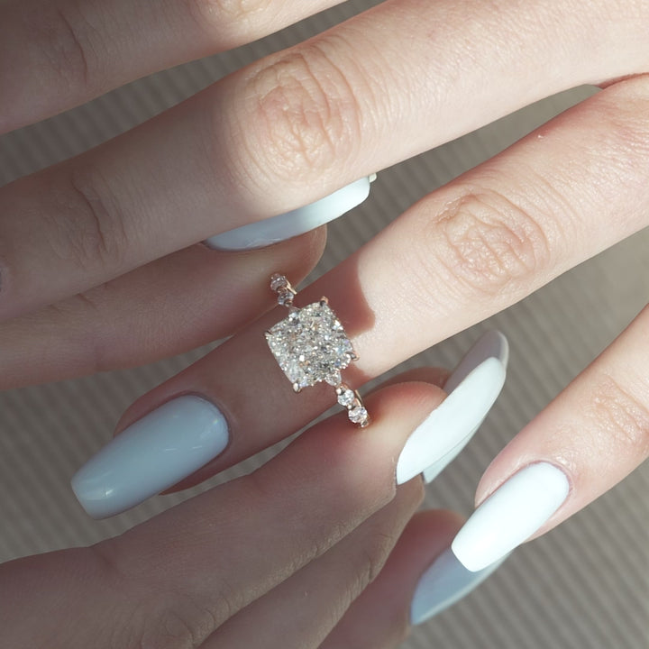 The Lyra Cushion Lab Diamond Moissanite Engagement Ring *Shown with 3 ct #material_rose