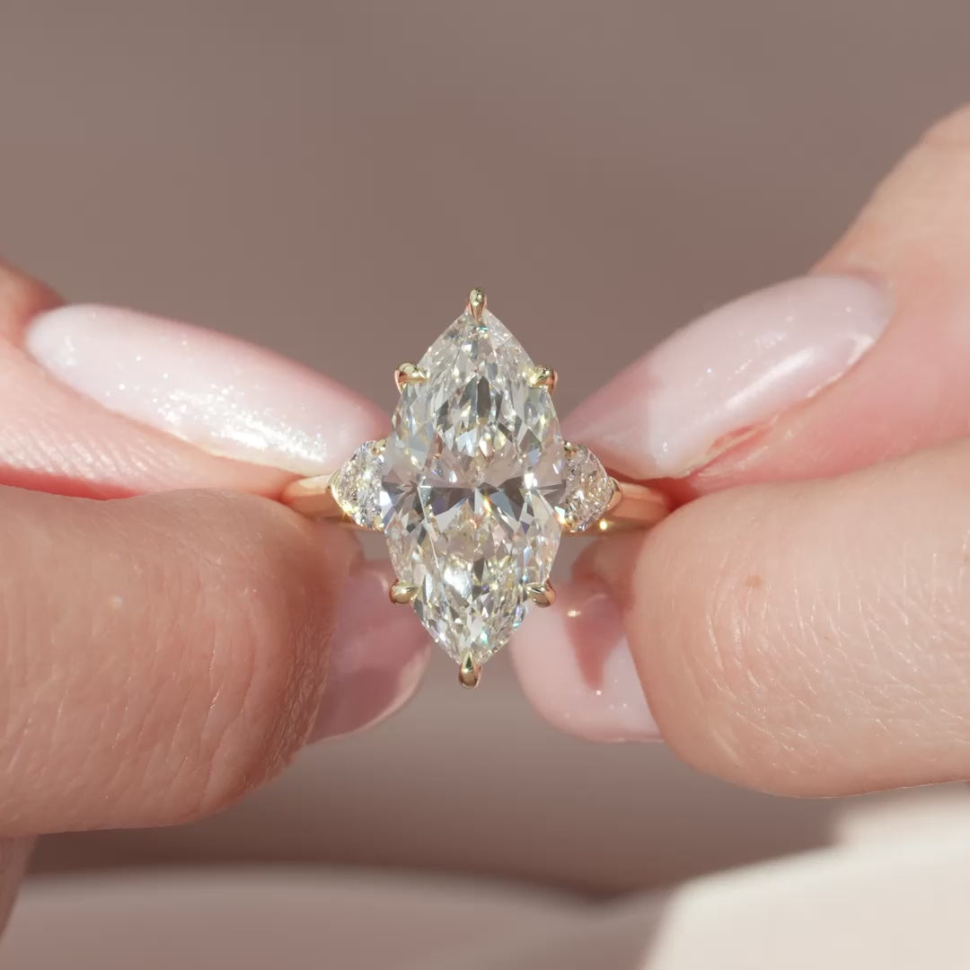 The Hearts Leona Marquise Lab Diamond Moissanite Engagement Ring