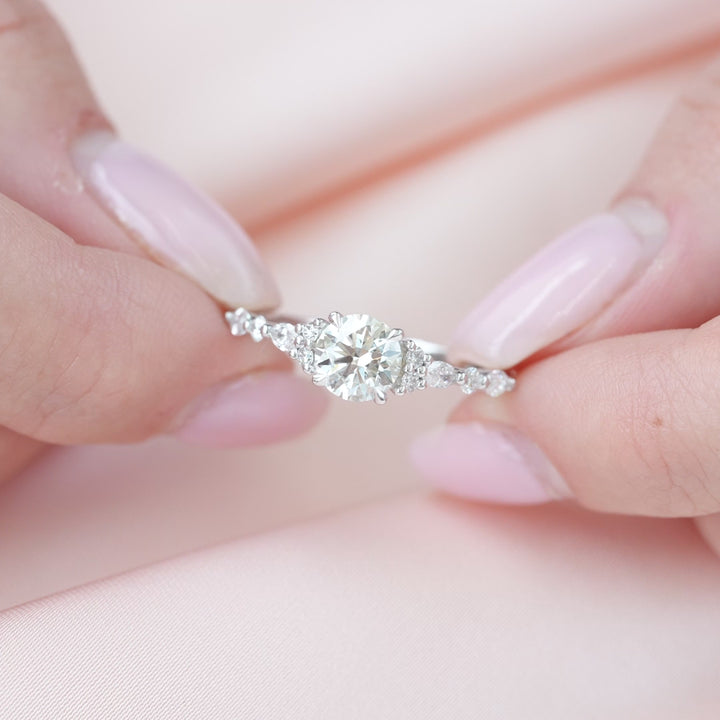 The Kaiden Round Lab Diamond Moissanite Engagement Ring *Shown with 1 ct #material_white