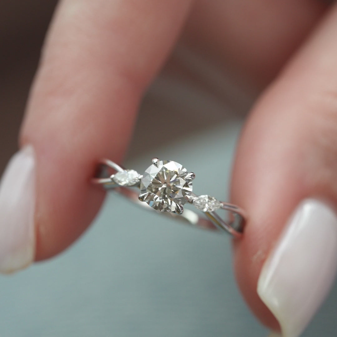 The Kimberly Round Lab Diamond Moissanite Engagement Ring
