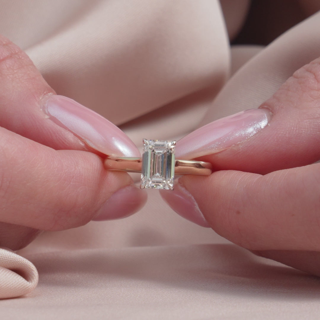 The Natasha Emerald Lab Diamond Moissanite Engagement Ring